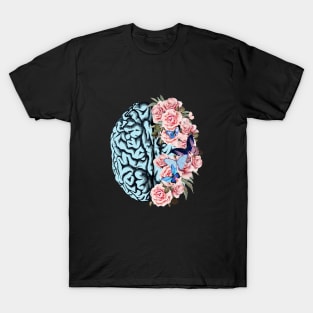 Butterflies  Blue Brain and pink roses, Positivity, Health, Mental, Depression, Anxiety, Mental Iliness T-Shirt